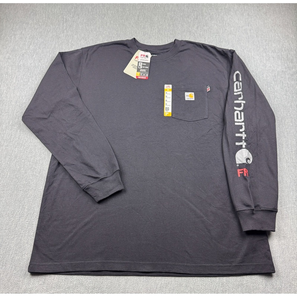 Carhartt Shirt Men XL Black Flame-Resistant Original Fit Graphic Long-Sleeve NWT